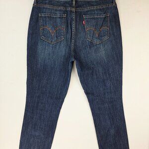 Levi's Perfect Waist 525 Straight Leg 31X32 Women Size 12M Blue Denim Logo Jeans